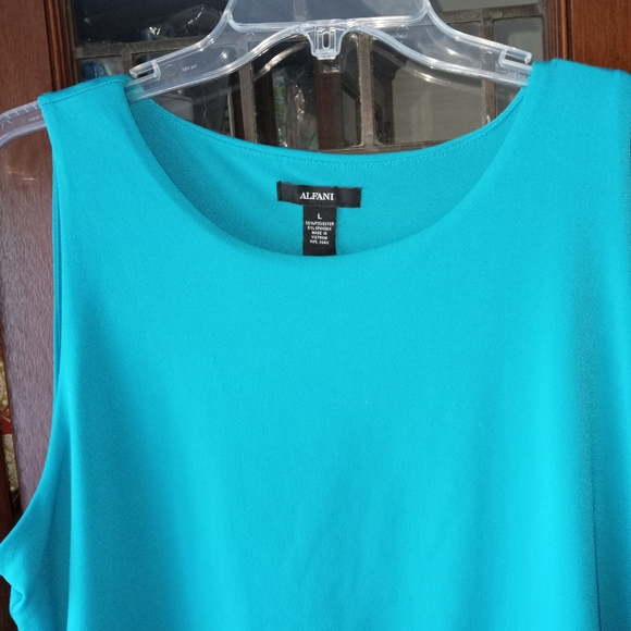 Alfani turquoise blue sleeveless side zip Blouse sz L  B1 - Picture 8 of 10